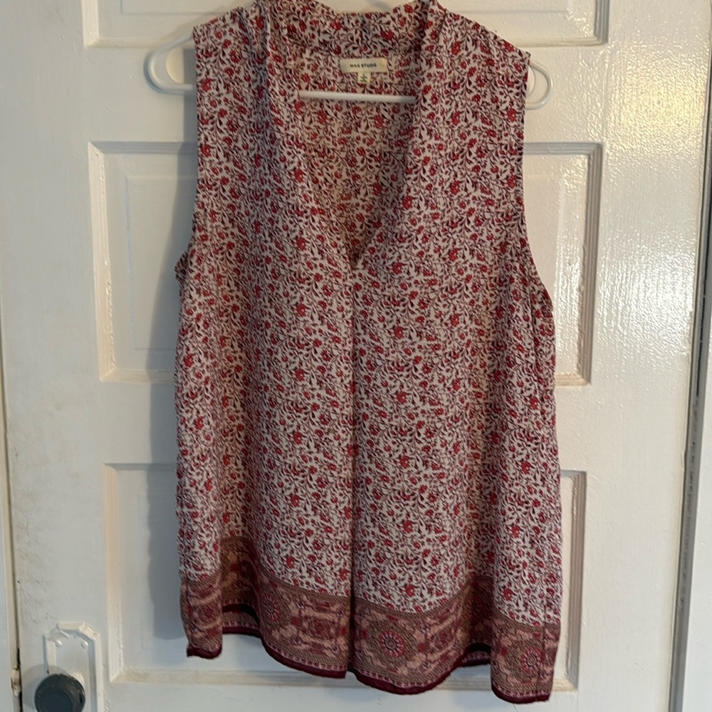 Max Studio Red Sleeveless Relaxed Blouse
